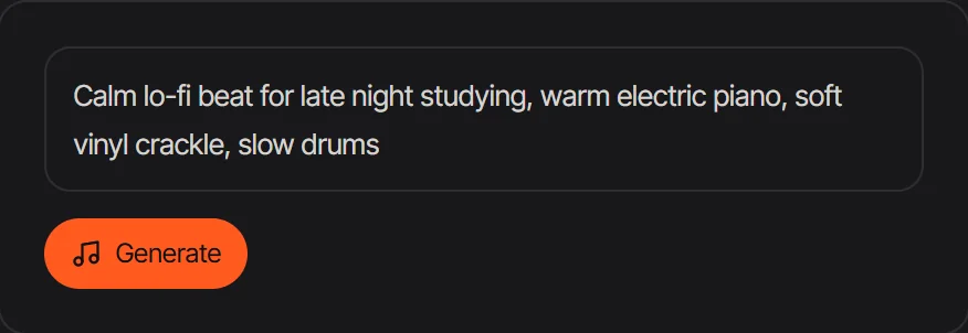 A text description in the AI music generator