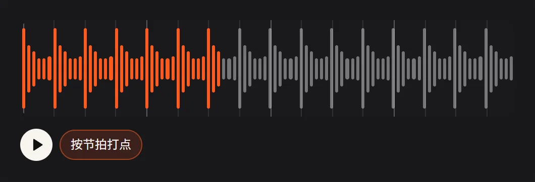 歌曲波形上画出的节拍线，下面是在每一拍上打点的开关