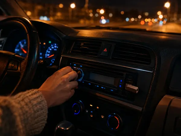 Turning up the car stereo at night