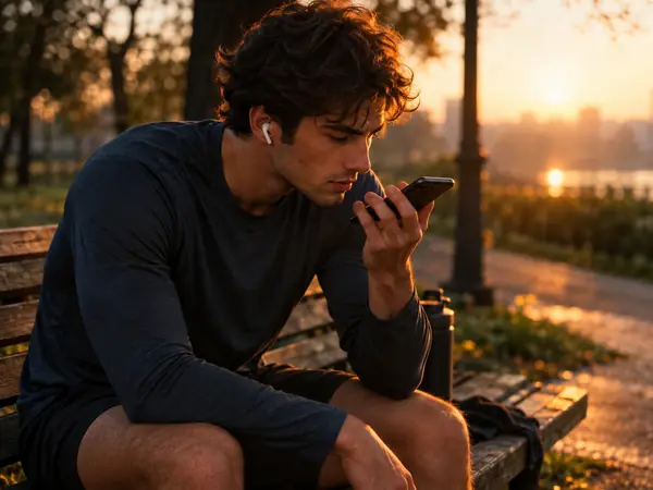 Listening to a coach’s voice note after a run