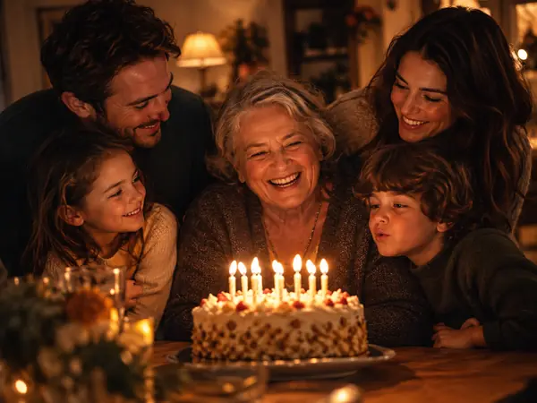 A family celebrating a birthday
