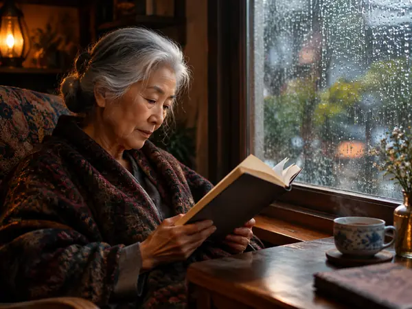 Reading poems by the window