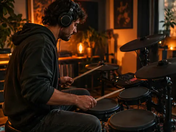 A drummer practising