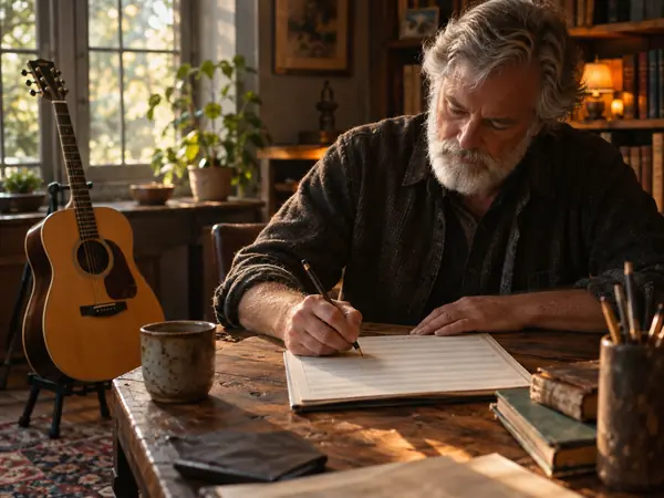 A musician transcribing a part