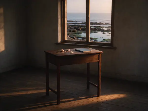 An empty seaside classroom looking out on tide pools