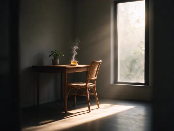 A home office ready for the morning call