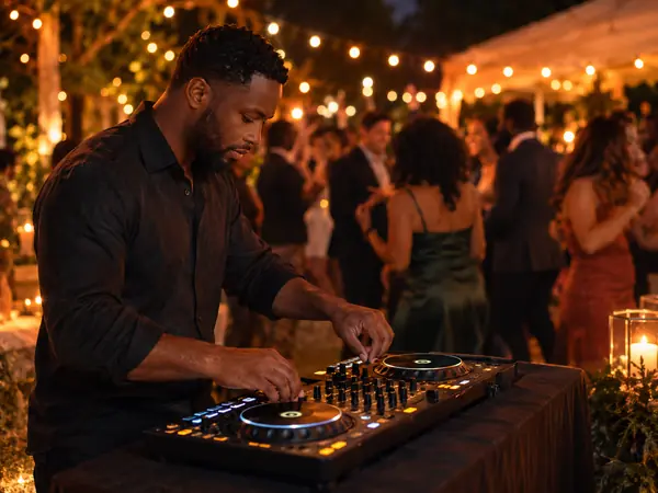 A DJ playing a wedding reception