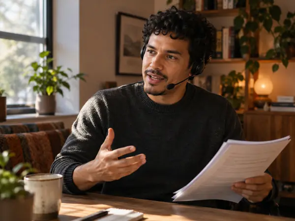 A teacher recording a course