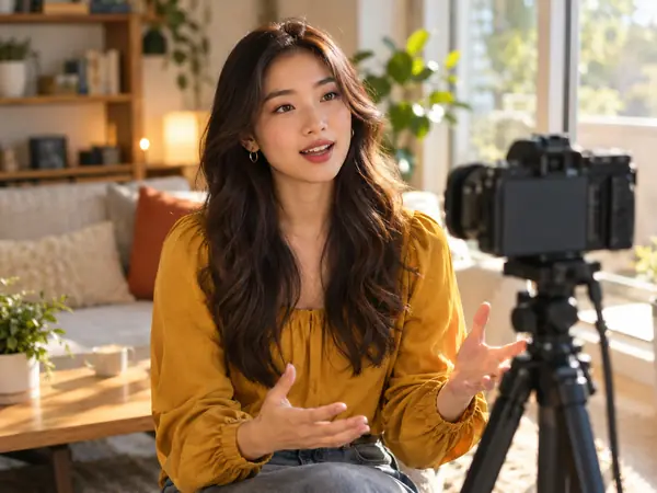 A creator speaking to camera