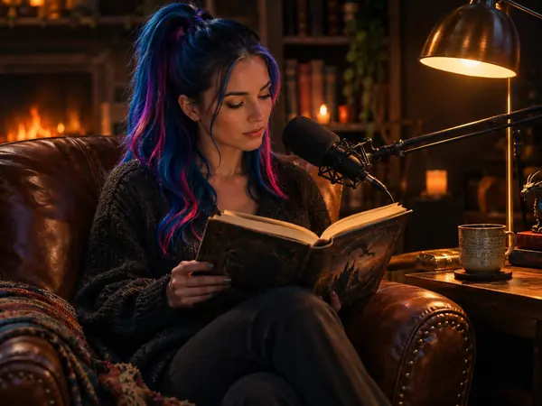 A narrator reading a fantasy novel aloud